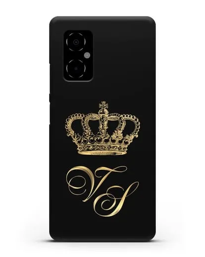 Именной чехол с короной и инициалами с золотым рисунком силиконовый для Xiaomi Poco M4 5G