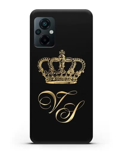 Именной чехол с короной и инициалами с золотым рисунком силиконовый для Xiaomi Poco M5