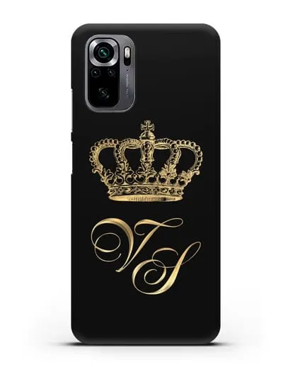 Именной чехол с короной и инициалами с золотым рисунком силиконовый для Xiaomi Poco M5s