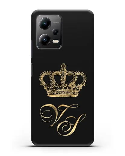 Именной чехол с короной и инициалами с золотым рисунком силиконовый для Xiaomi Poco X5