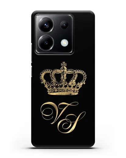 Именной чехол с короной и инициалами с золотым рисунком силиконовый для Xiaomi Poco X6