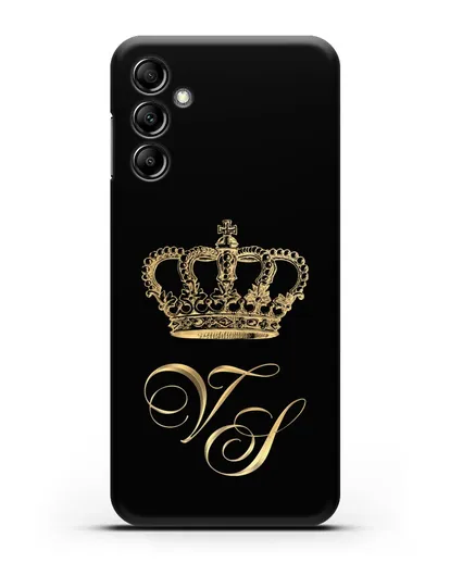 Именной чехол с короной и инициалами с золотым рисунком силиконовый для Samsung Galaxy A14 [SM-A145]