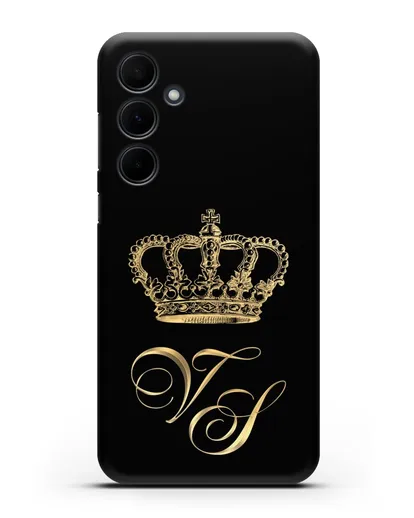 Именной чехол с короной и инициалами с золотым рисунком силиконовый для Samsung Galaxy A55 [SM-A556]