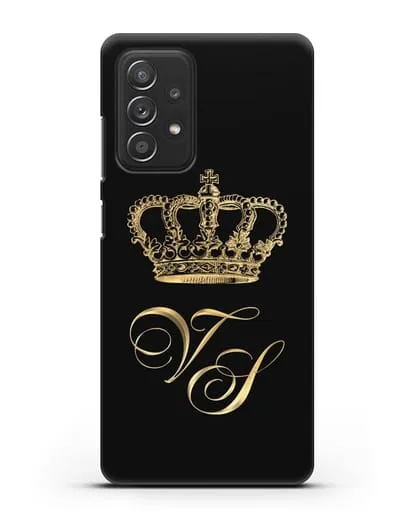 Именной чехол с короной и инициалами с золотым рисунком силиконовый для Samsung Galaxy A53