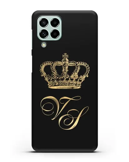 Именной чехол с короной и инициалами с золотым рисунком силиконовый для Samsung Galaxy M53 [SM-M536]
