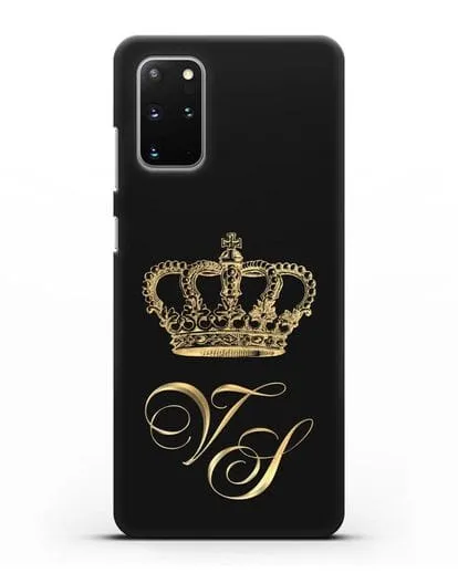Именной чехол с короной и инициалами с золотым рисунком силиконовый для Samsung Galaxy S20 Plus [SM-G985F]