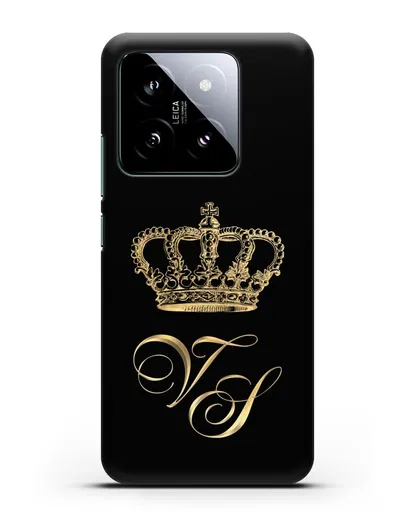 Именной чехол с короной и инициалами с золотым рисунком силиконовый для Xiaomi 14
