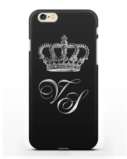 Именной чехол с короной и инициалами с серебряным рисунком силиконовый для iPhone 6s