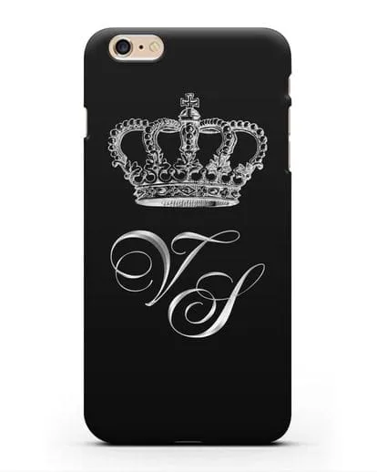 Именной чехол с короной и инициалами с серебряным рисунком силиконовый для iPhone 6s Plus