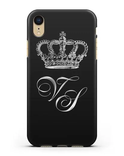 Именной чехол с короной и инициалами с серебряным рисунком силиконовый для iPhone XR