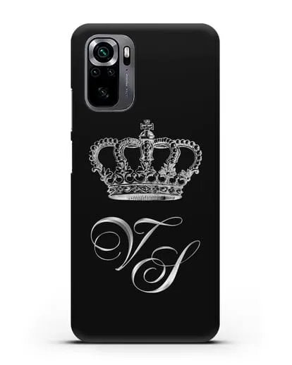 Именной чехол с короной и инициалами с серебряным рисунком силиконовый для Xiaomi Poco M5s