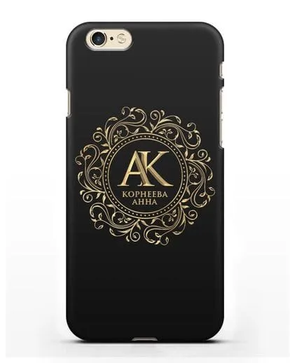 Чехол с монограммой, именем и фамилией с золотым рисунком силиконовый для iPhone 6s