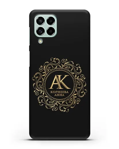 Чехол с монограммой, именем и фамилией с золотым рисунком силиконовый для Samsung Galaxy M53 [SM-M536]