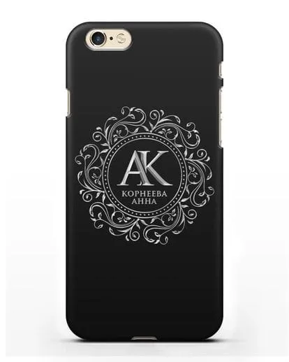 Чехол с монограммой, именем и фамилией с серебряным рисунком силиконовый для iPhone 6s