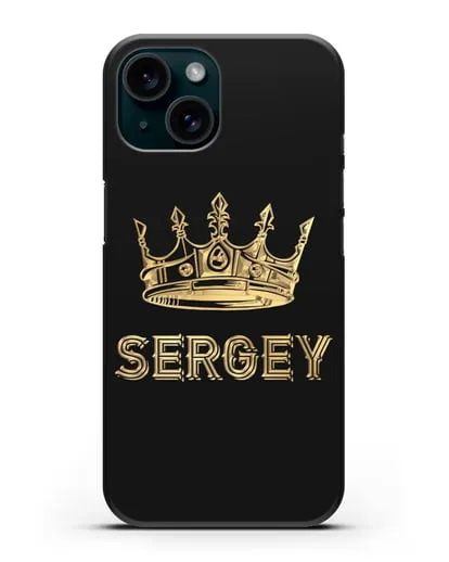 Именной чехол с короной и надписью с золотым рисунком силиконовый для iPhone 15