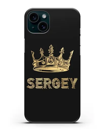 Именной чехол с короной и надписью с золотым рисунком силиконовый для iPhone 15 Plus