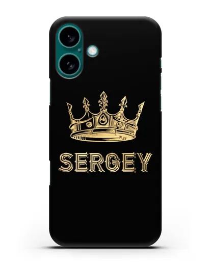 Именной чехол с короной и надписью с золотым рисунком силиконовый для iPhone 16 Plus