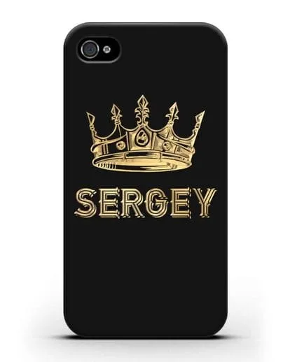 Именной чехол с короной и надписью с золотым рисунком силиконовый для iPhone 4/4s