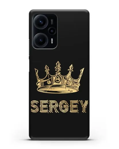 Именной чехол с короной и надписью с золотым рисунком силиконовый для Xiaomi Poco F5