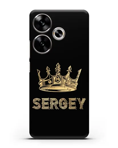 Именной чехол с короной и надписью с золотым рисунком силиконовый для Xiaomi Poco F6