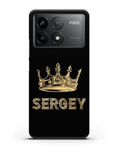 Именной чехол с короной и надписью с золотым рисунком силиконовый для Xiaomi Poco F6 Pro