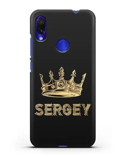 Именной чехол с короной и надписью с золотым рисунком силиконовый для Xiaomi Redmi Note 7