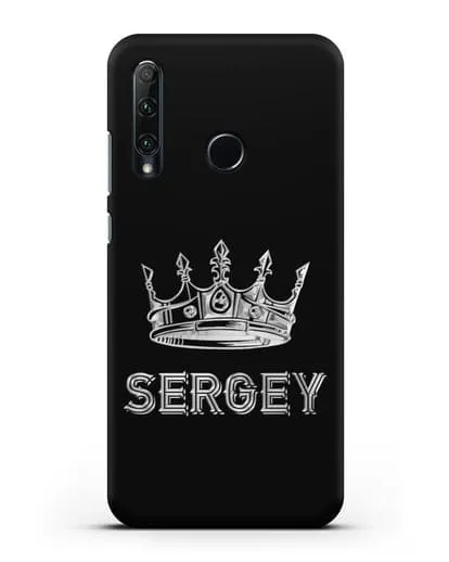 Именной чехол с короной и надписью с серебряным рисунком силиконовый для Honor 20e
