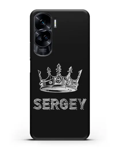 Именной чехол с короной и надписью с серебряным рисунком силиконовый для Honor 90 Lite