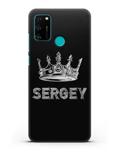 Именной чехол с короной и надписью с серебряным рисунком силиконовый для Honor 9A