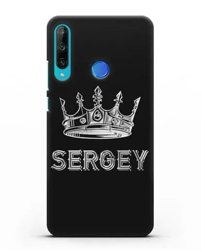 Именной чехол с короной и надписью с серебряным рисунком силиконовый для Honor 9C