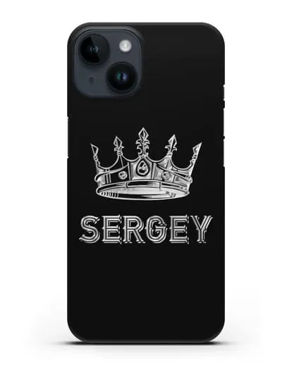 Именной чехол с короной и надписью с серебряным рисунком силиконовый для iPhone 14