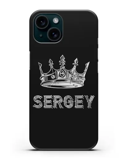 Именной чехол с короной и надписью с серебряным рисунком силиконовый для iPhone 15