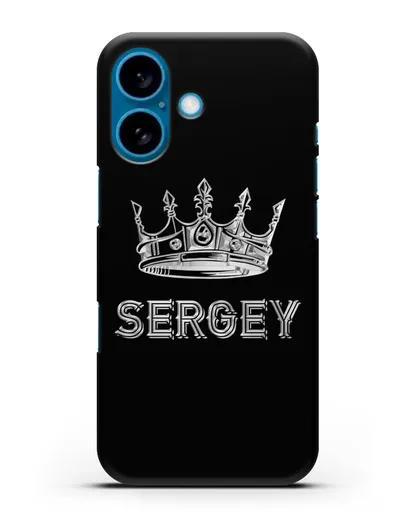 Именной чехол с короной и надписью с серебряным рисунком силиконовый для iPhone 16