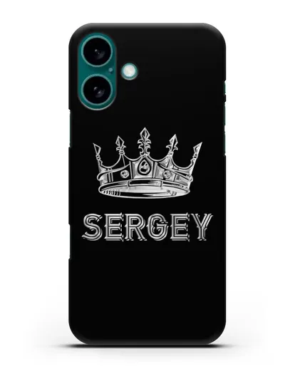 Именной чехол с короной и надписью с серебряным рисунком силиконовый для iPhone 16 Plus