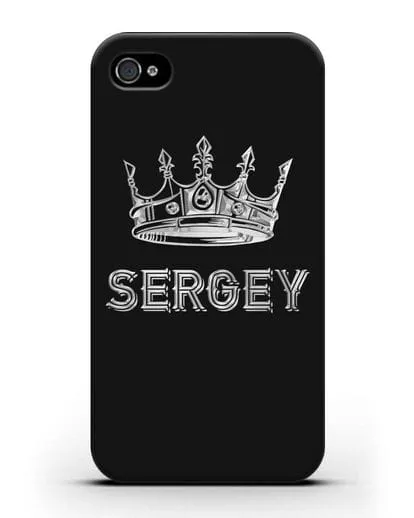 Именной чехол с короной и надписью с серебряным рисунком силиконовый для iPhone 4/4s