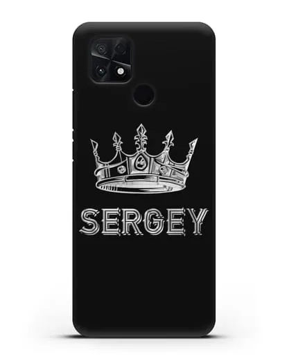 Именной чехол с короной и надписью с серебряным рисунком силиконовый для Xiaomi Poco C40