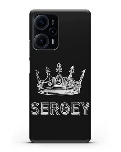 Именной чехол с короной и надписью с серебряным рисунком силиконовый для Xiaomi Poco F5