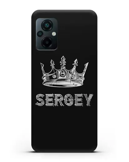 Именной чехол с короной и надписью с серебряным рисунком силиконовый для Xiaomi Poco M5