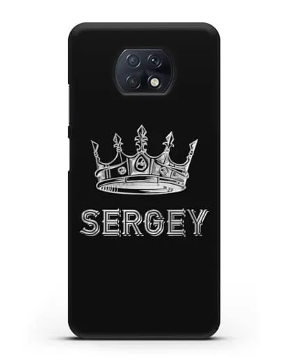 Именной чехол с короной и надписью с серебряным рисунком силиконовый для Xiaomi Redmi Note 9T