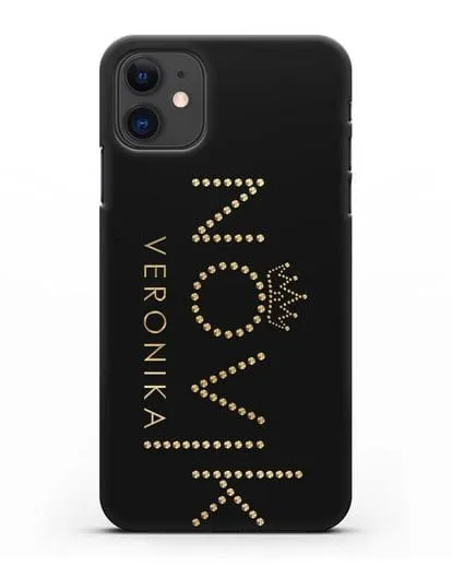 Именной чехол с именем, фамилией и короной с золотым рисунком силиконовый для iPhone 11