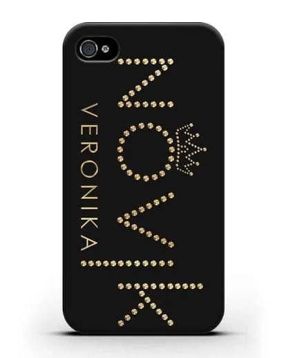 Именной чехол с именем, фамилией и короной с золотым рисунком силиконовый для iPhone 4/4s