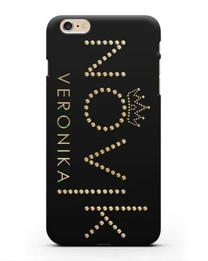 Именной чехол с именем, фамилией и короной с золотым рисунком силиконовый для iPhone 6s Plus