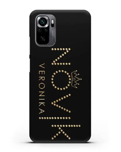 Именной чехол с именем, фамилией и короной с золотым рисунком силиконовый для Xiaomi Poco M5s