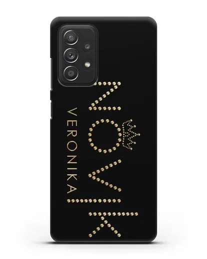 Именной чехол с именем, фамилией и короной с золотым рисунком силиконовый для Samsung Galaxy A53
