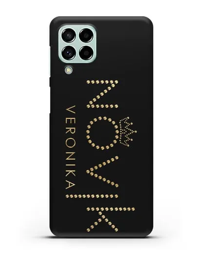 Именной чехол с именем, фамилией и короной с золотым рисунком силиконовый для Samsung Galaxy M53 [SM-M536]