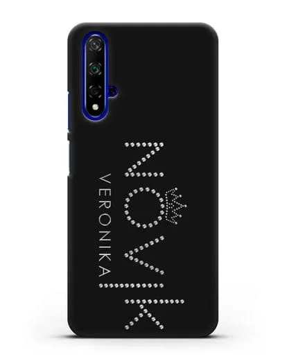 Именной чехол с именем, фамилией и короной с серебряным рисунком силиконовый для Honor 20