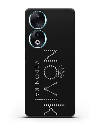 Именной чехол с именем, фамилией и короной с серебряным рисунком силиконовый для Honor 90