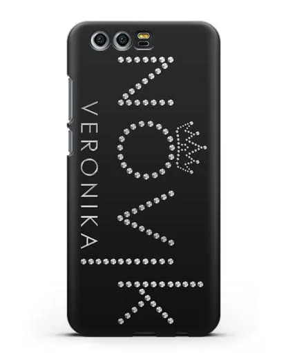 Именной чехол с именем, фамилией и короной с серебряным рисунком силиконовый для Honor 9