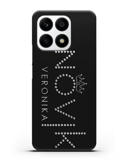 Именной чехол с именем, фамилией и короной с серебряным рисунком силиконовый для Honor X8a