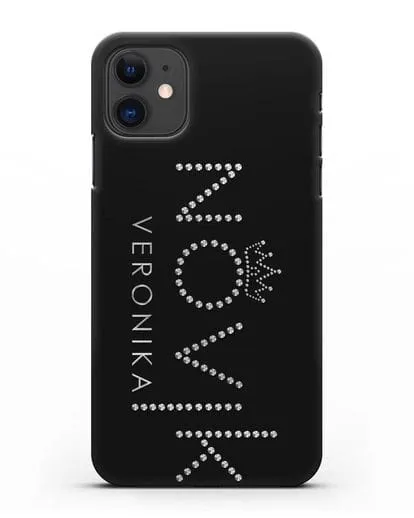 Именной чехол с именем, фамилией и короной с серебряным рисунком силиконовый для iPhone 11